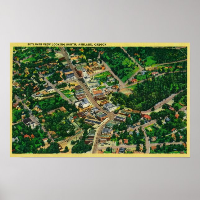 Póster Skyliner View olhando para sul sobre Ashland, OU (Frente)
