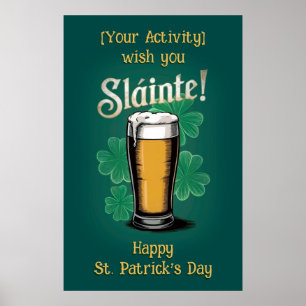 Poster Slàinte! Pint de Cerveja no Dia de São Patrício em