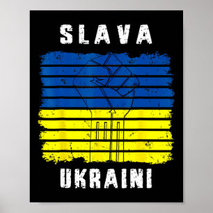 Poster Slava Ukraini Apoie a Ucrânia Vintage Bandeira Ucr