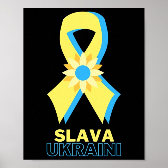 Poster Slava Ukraini Apoio à Ucrânia Eu Estou Com a Ucrân (Frente)