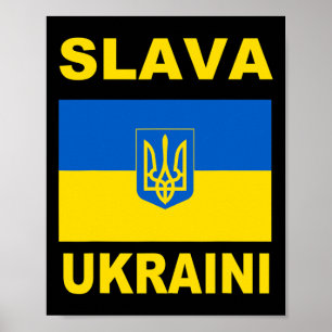 Poster Slava Ukraini Glória à Ucrânia Apoie a Bandeira Uc