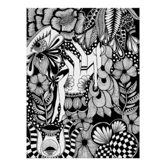 Póster Sleeping Beauty – Monochrome Floral Hand-Drawn Art