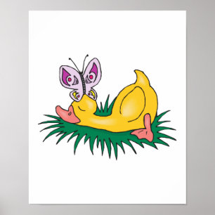 Póster sleeping duck with butterfly