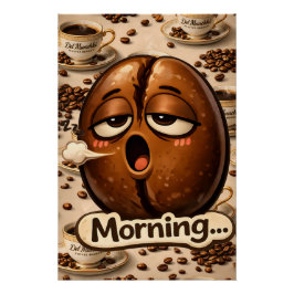 Póster Sleepy coffee bean relatable coffee lovers poster
