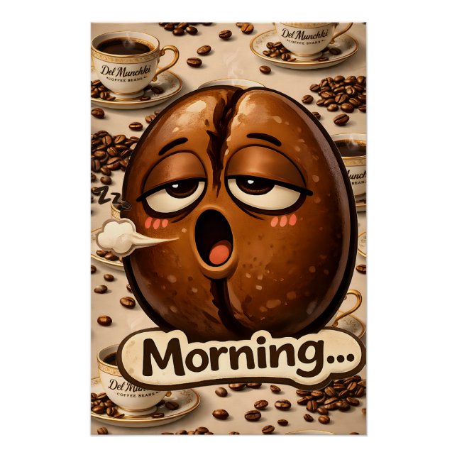 Póster Sleepy coffee bean relatable coffee lovers poster (Frente)