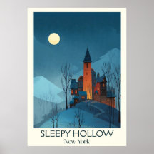 Sleepy Hollow New York Vintage Spooky Village Art