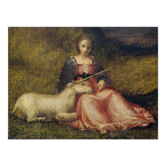 Póster Sleepy Unicorn Antique Mystical Renaissance Italy (Frente)