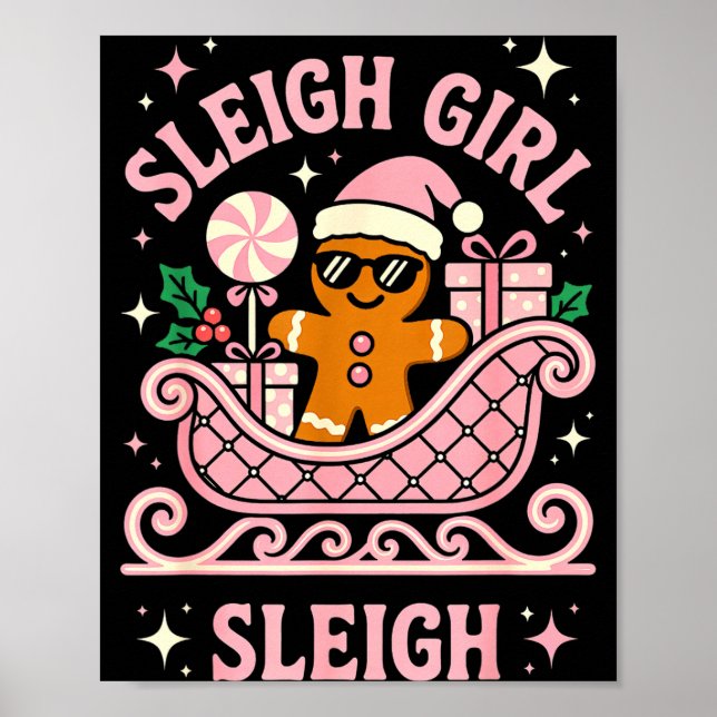 Poster Sleigh Girl Cute Cookie Christmas  (Frente)