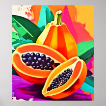 Sliced Papaya Pop Art