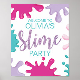 Poster Slime festa de aniversário - sinal personalizado d