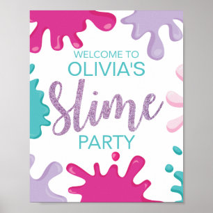 Poster Slime festa de aniversário - sinal personalizado d