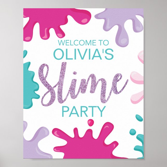 Poster Slime festa de aniversário - sinal personalizado d (Frente)