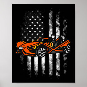 Poster Slingshot Car American Flag 4 De Julho