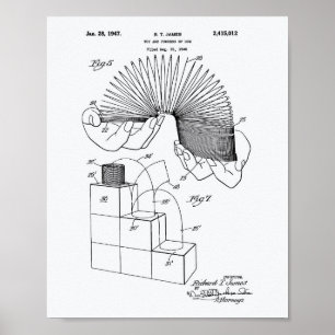 Poster Slinky Toy 1946 Patent Art - Livro Branco