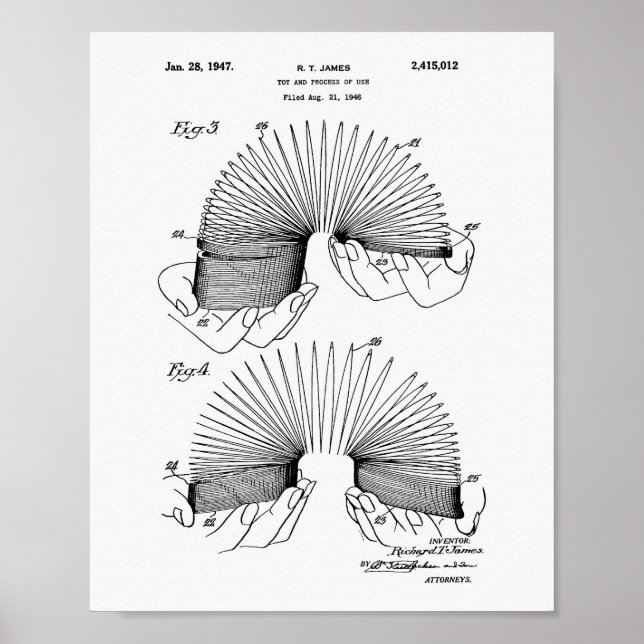 Poster Slinky Toy 1946 Patent Art - Livro Branco (Frente)