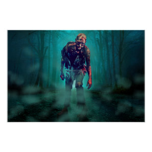Póster SlipperyJoe figura de zumbi aterrorizante isolada 