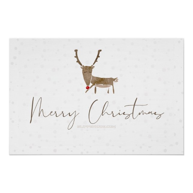 Póster SlipperyJoe Merry Christmas rendeer red-nose (Frente)