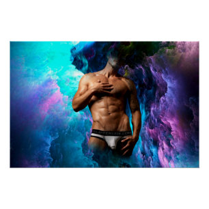 Póster SlipperyJoe's cueca masculina musculosa protuberân
