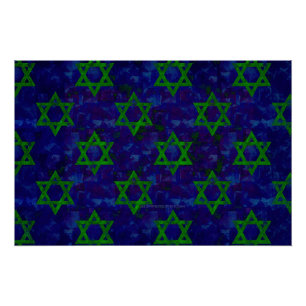 Póster SlipperyJoe's Hanukkah fileiras verdes Estrelas de