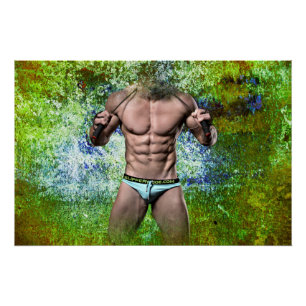 Póster SlipperyJoe's homem adulto altamente musculoso sem