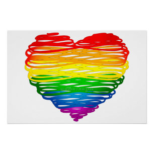 Póster SlipperyJoe's Pride Heart Scribbles gay gifts arti