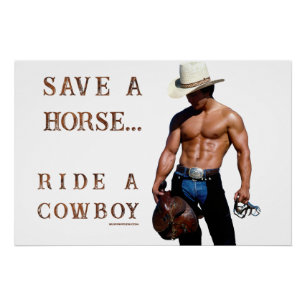 Póster SlipperyJoe's Salve a cavalo Ride A Cowboy hat mus