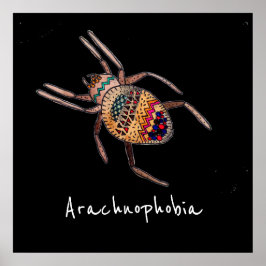 Poster Slogan Arachnofobia Arachnista Colorful Spider Ara