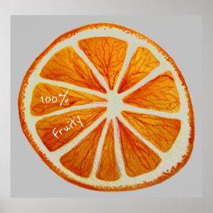 Poster Slogan de 100% de fruidade fruta de macro de fatia