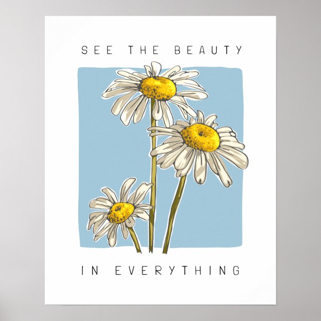 Poster Slogan de Beleza Flores de Margarida (Frente)