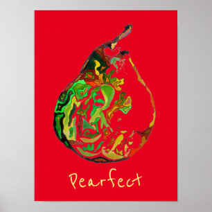 Poster Slogan de fruta de pera pop de arte aquarela