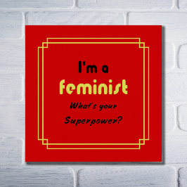 Poster Slogan de superpotência feminista negro em vermelh