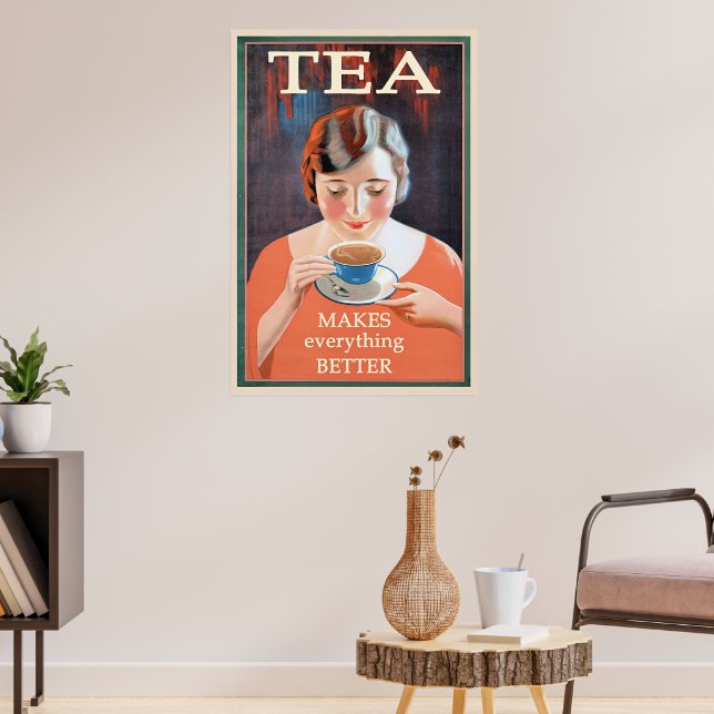 Poster Slogan do Tea vintage (Sala de Estar 3)