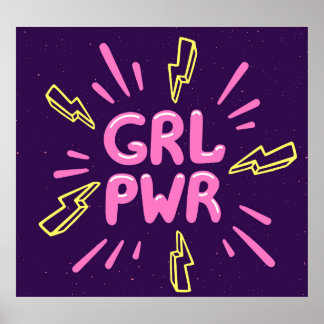 Poster Slogan feminista do poder feminino, fundo violeta.