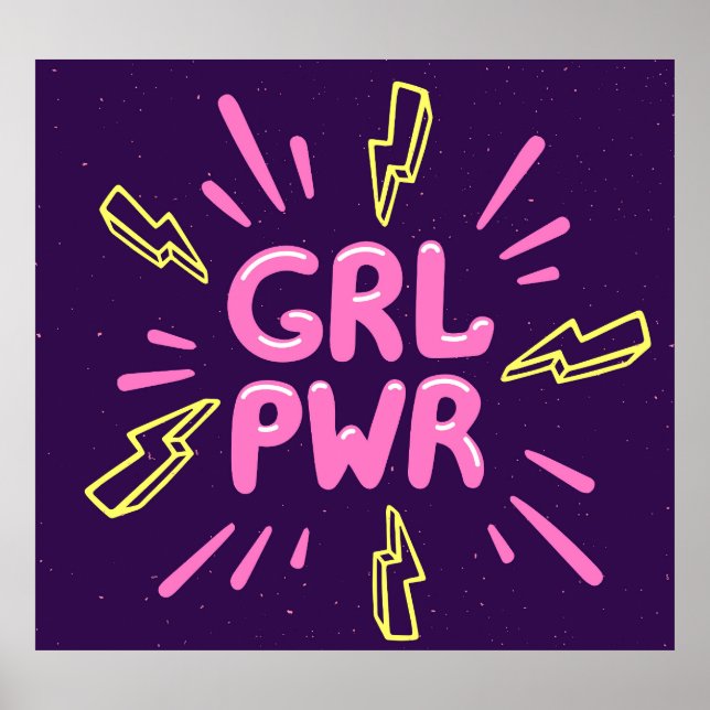 Poster Slogan feminista do poder feminino, fundo violeta. (Frente)