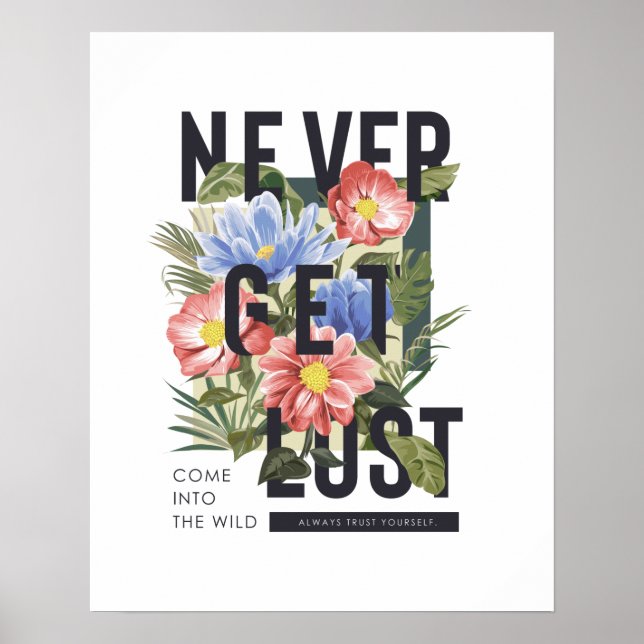 Poster Slogan Floral Nunca Perdido (Frente)