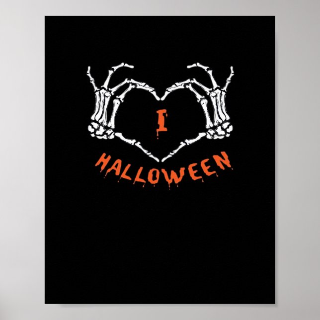 Poster Slogan Halloween. Gesto Cardíaco Feito De Esquelet (Frente)