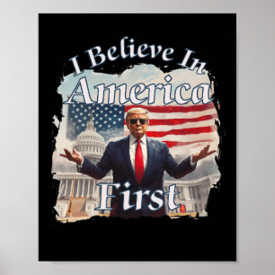 Poster Slogan Político Retro Ousado América Primeiro D