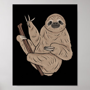 Poster Sloth Asl Gesto de Mão Surda Perda de Consciência