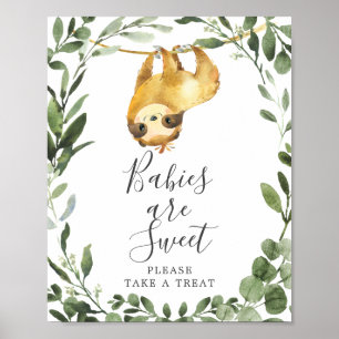 Poster Sloth Chá de fraldas Babies São Sinal Doce