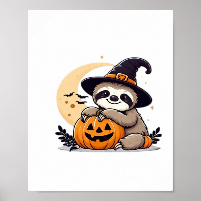 Poster Sloth Halloween Motif Clássico T-Shirt (Frente)