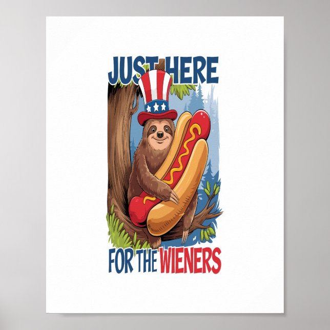 Poster Sloth Hot Dog 4 de julho de CHURRASCO (Frente)
