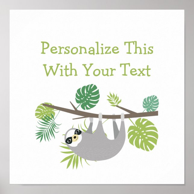 Poster Sloth Personalizada de Divertimento de Texto (Frente)