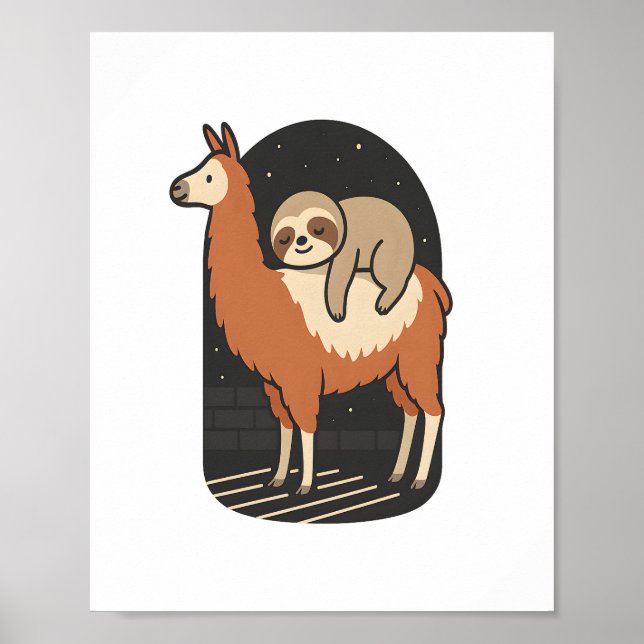 Poster Sloth Riding Lama (Frente)