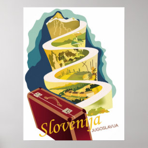Poster Slovenia, Jugoslávia, viagens vintage