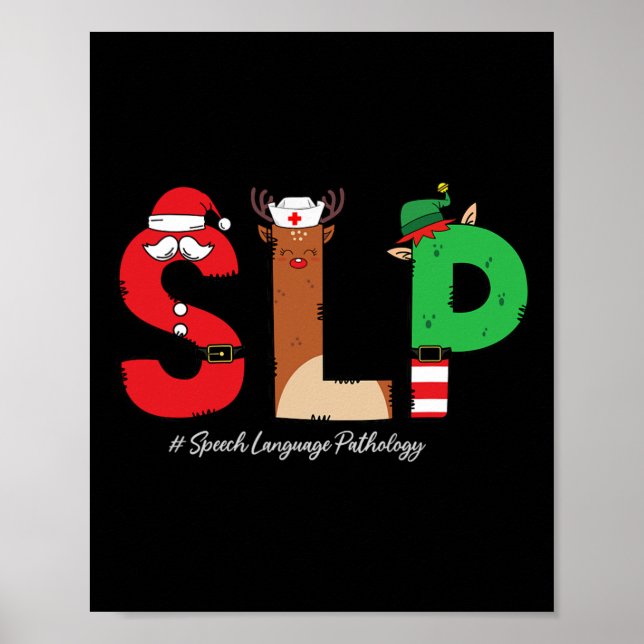 Poster Slp Speech Language Pathologist Christmas Slp Sant (Frente)
