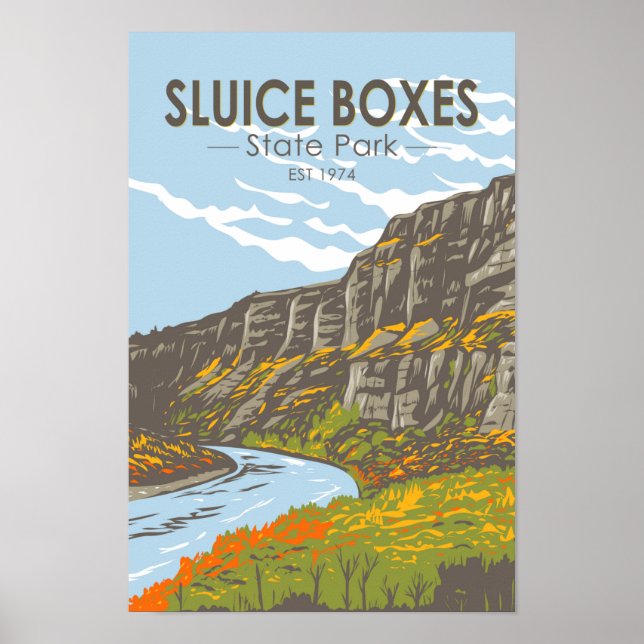 Poster Sluice Boxes State Park Montana Vintage (Frente)