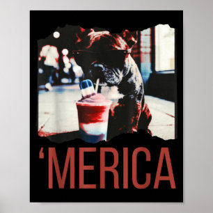 Poster Slushie do Bulldog Francês Americano 4 de Julho