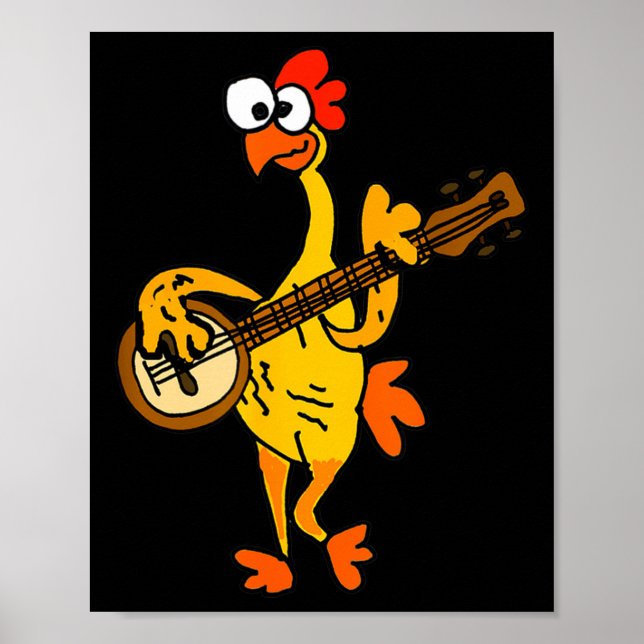 Poster Smileteestank Funny Rubber Chicken Playing Banjo C (Frente)