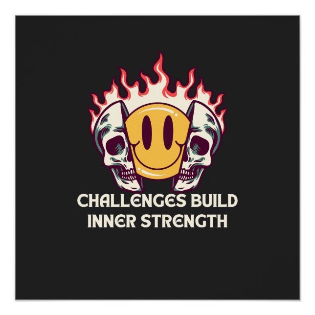 Póster Smiley face com crânios - Inn Motivacional (Frente)