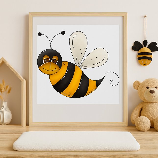 Poster Smiling Bee Fun Bumblebee Character (Criador carregado)